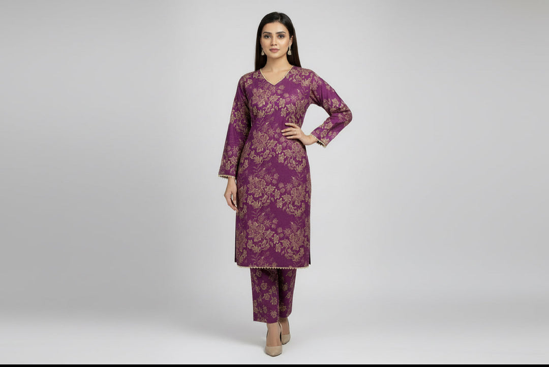 Two piece dhanak material suits in casual wear for winters