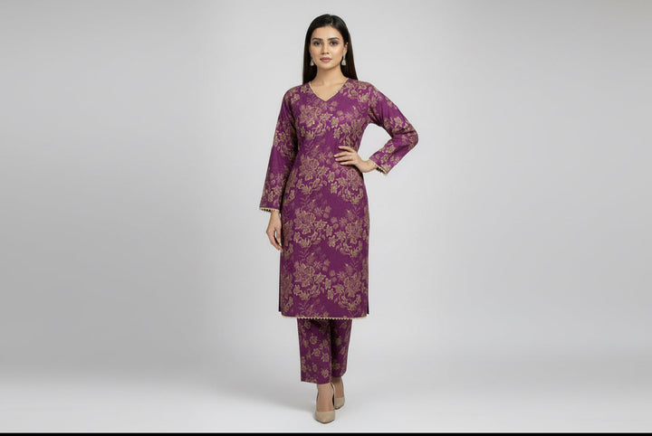 Two piece dhanak material suits in casual wear for winters