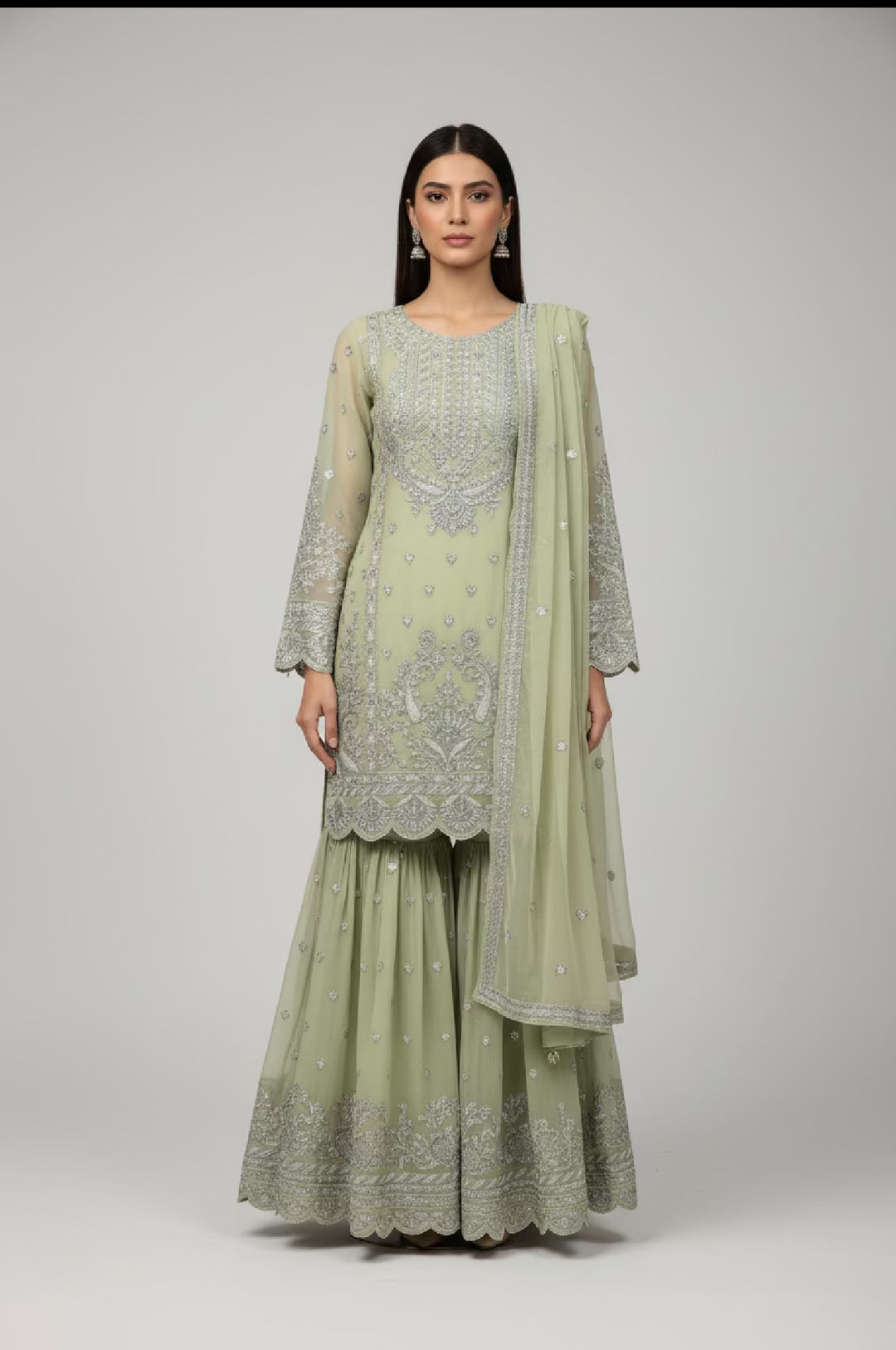 Three piece chiffon garara suits on offer
