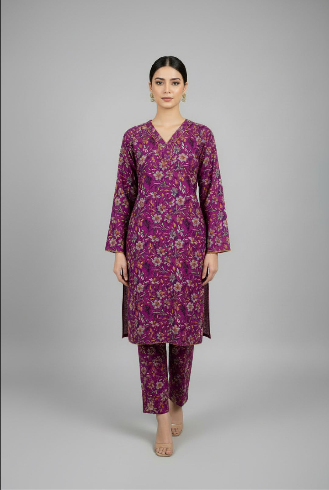 Two piece dhanak material suits in casual wear for winters
