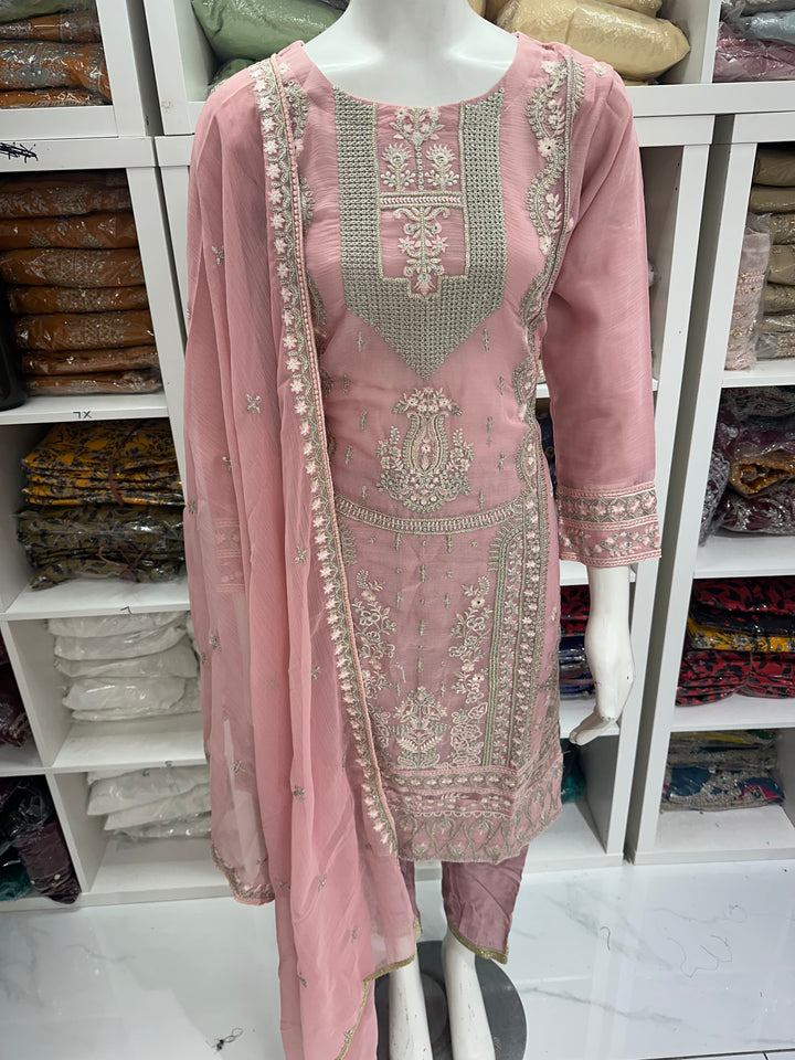 Three piece chiffon suits ready to wear