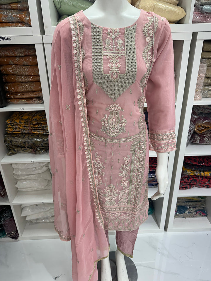 Three piece chiffon suits ready to wear