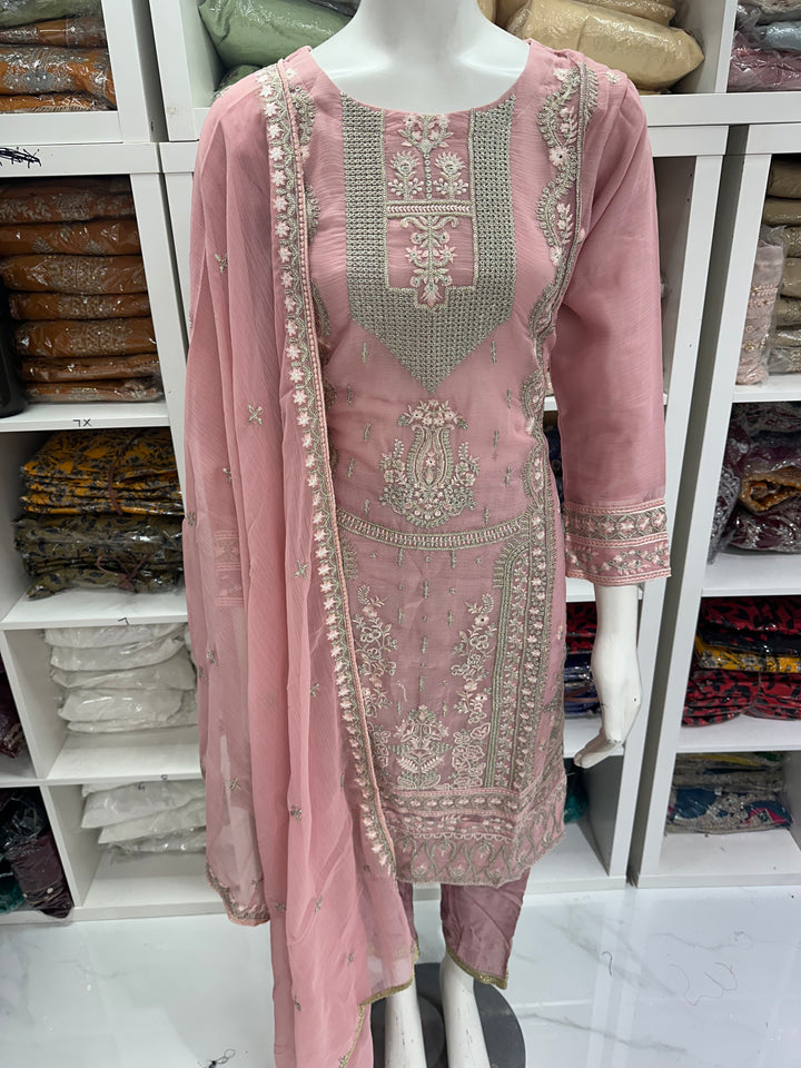Three piece chiffon suits ready to wear