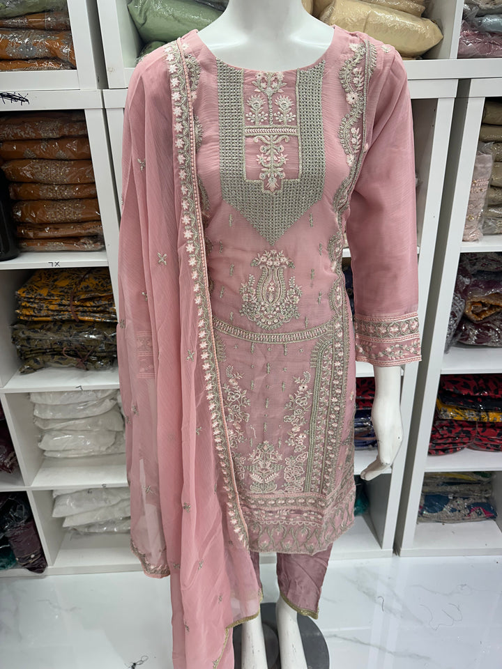 Three piece chiffon suits ready to wear