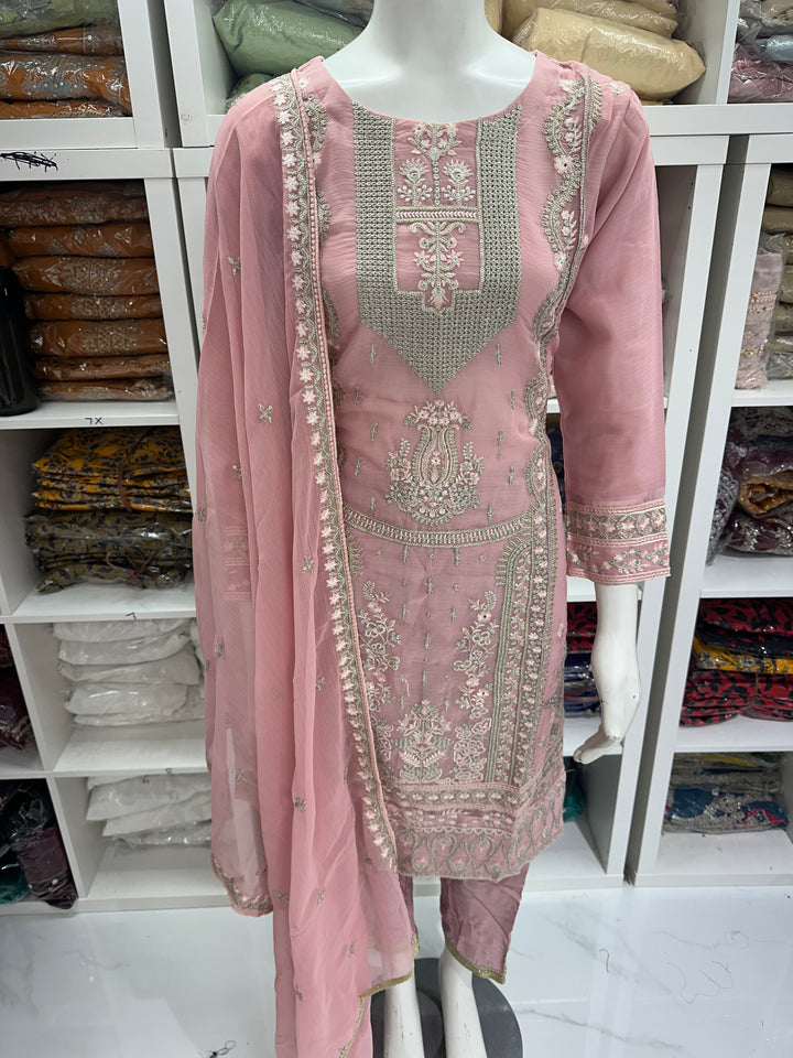 Three piece chiffon suits ready to wear