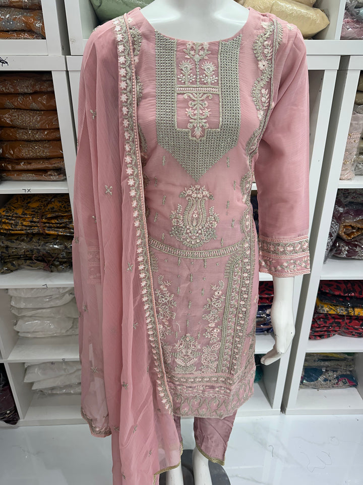 Three piece chiffon suits ready to wear