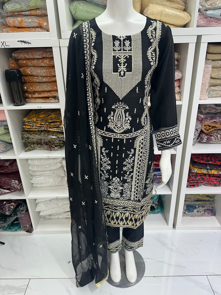 Three piece chiffon suits ready to wear