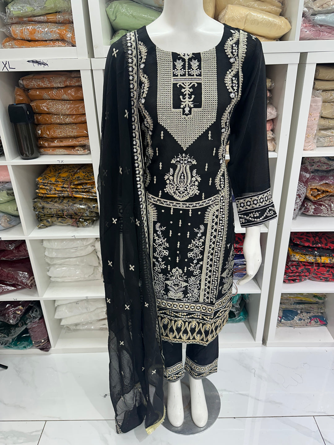 Three piece chiffon suits ready to wear