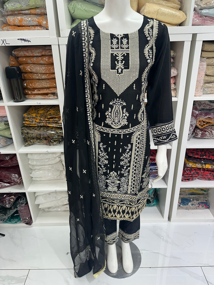 Three piece chiffon suits ready to wear