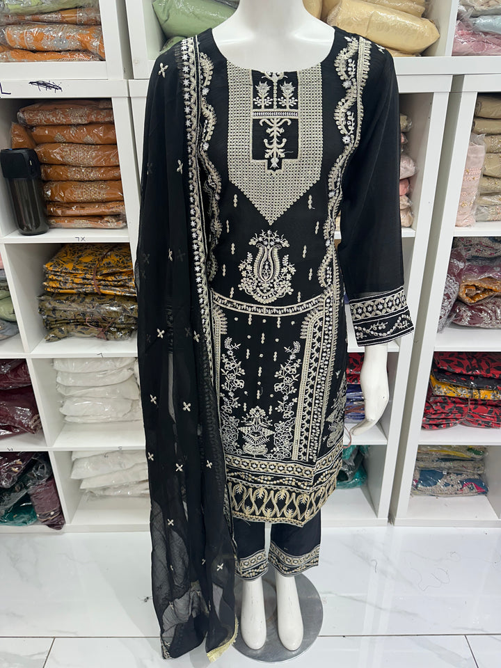 Three piece chiffon suits ready to wear