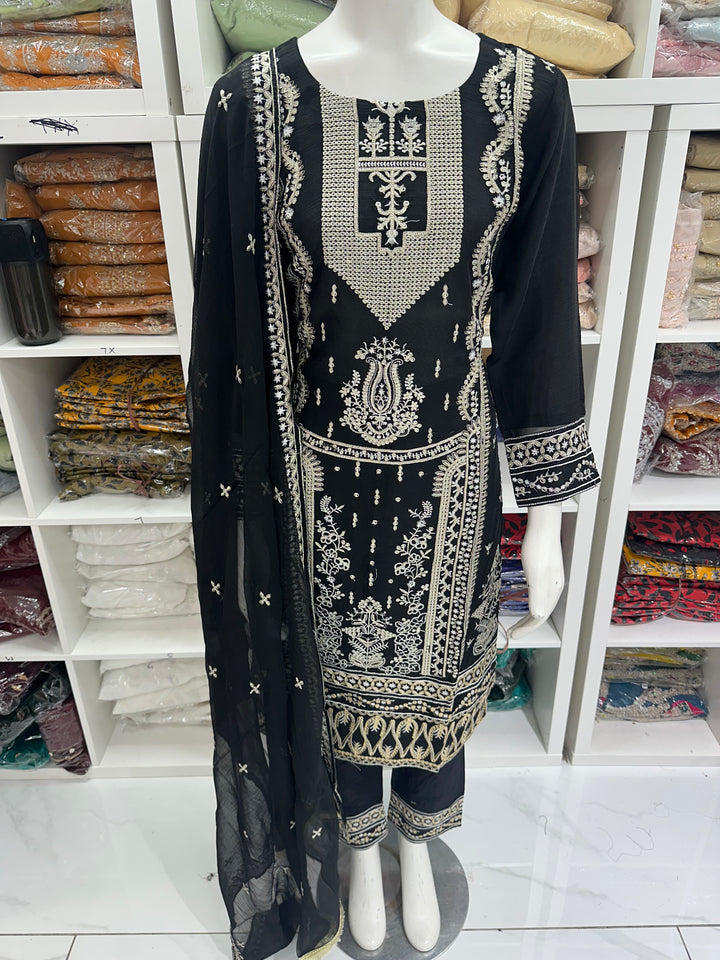 Three piece chiffon suits ready to wear