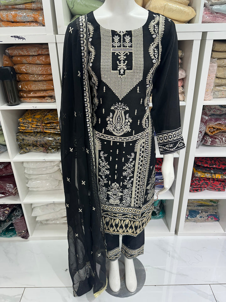 Three piece chiffon suits ready to wear