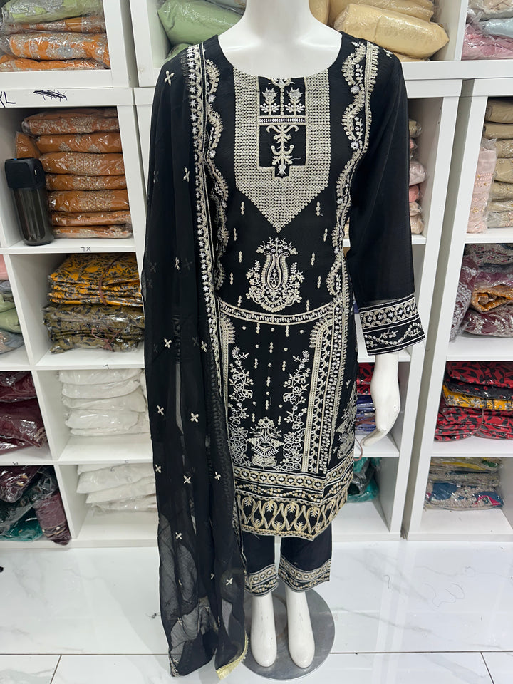 Three piece chiffon suits ready to wear