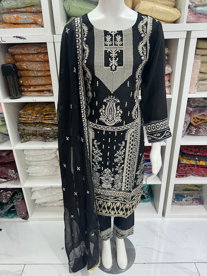 Three piece chiffon suits ready to wear