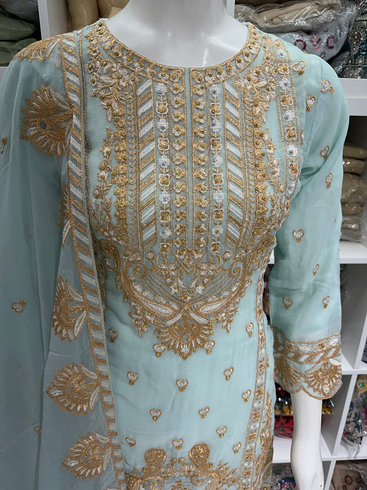 Three piece chiffon garara suits on offer