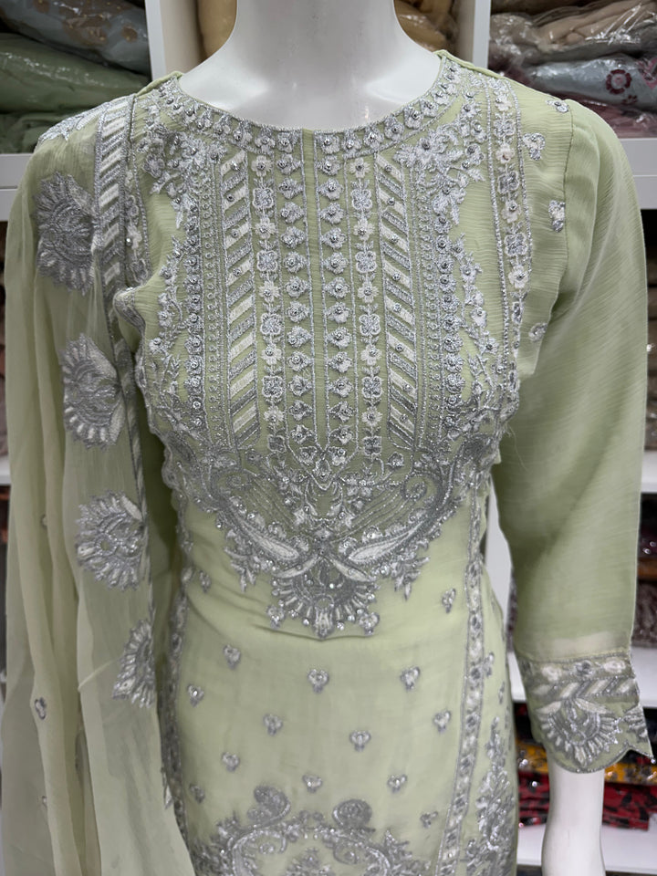 Three piece chiffon garara suits on offer