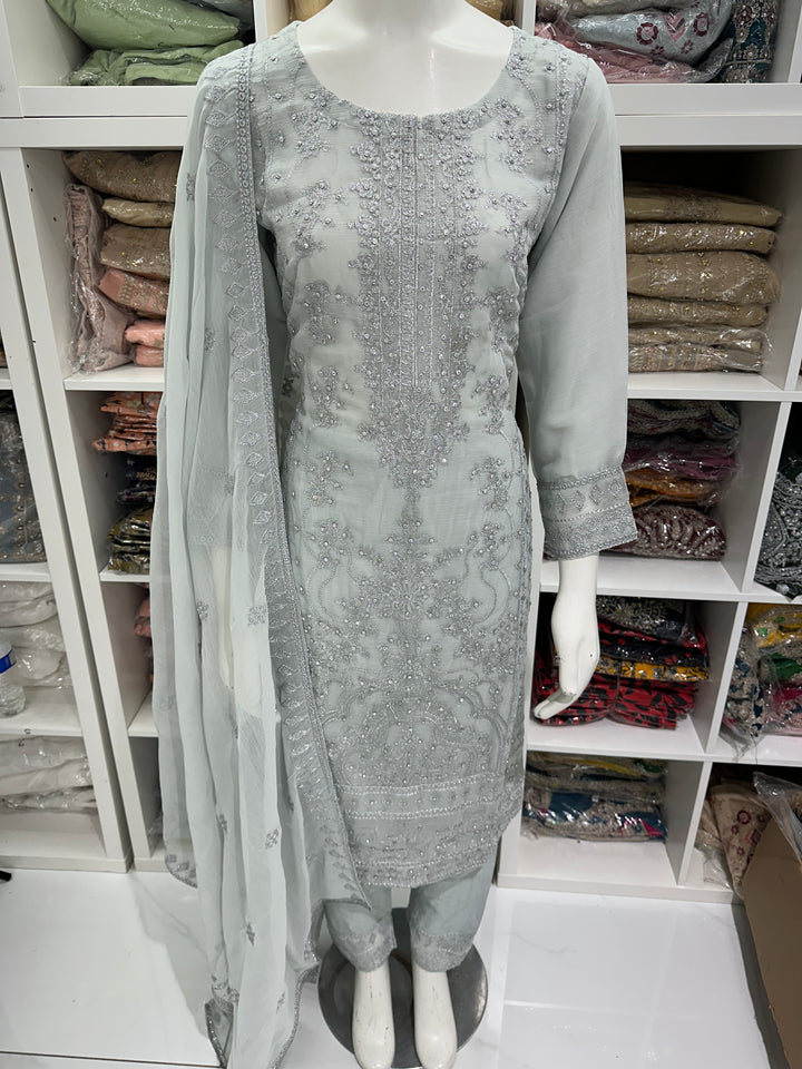 Three piece chiffon suits ready to wear