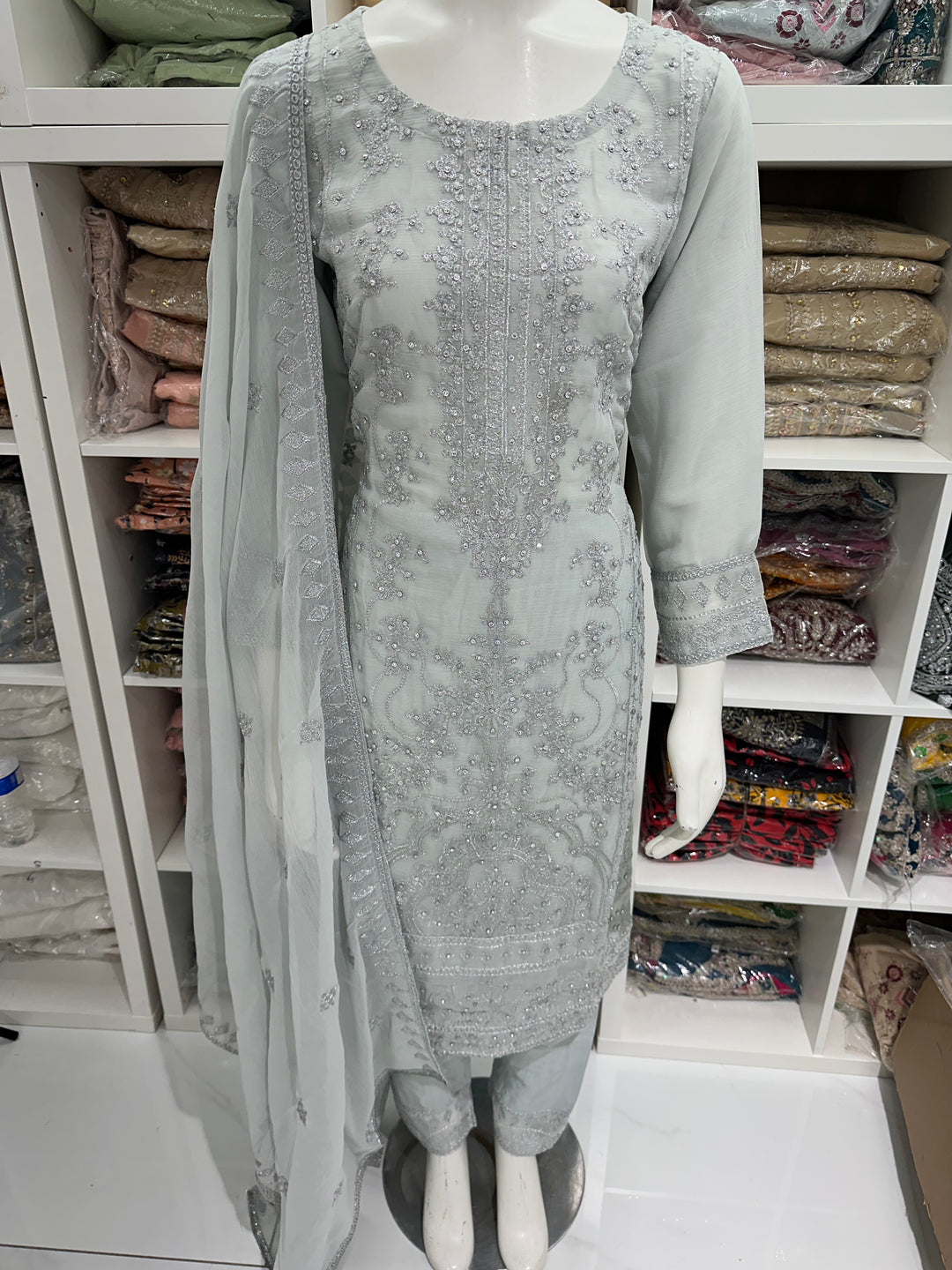 Three piece chiffon suits ready to wear