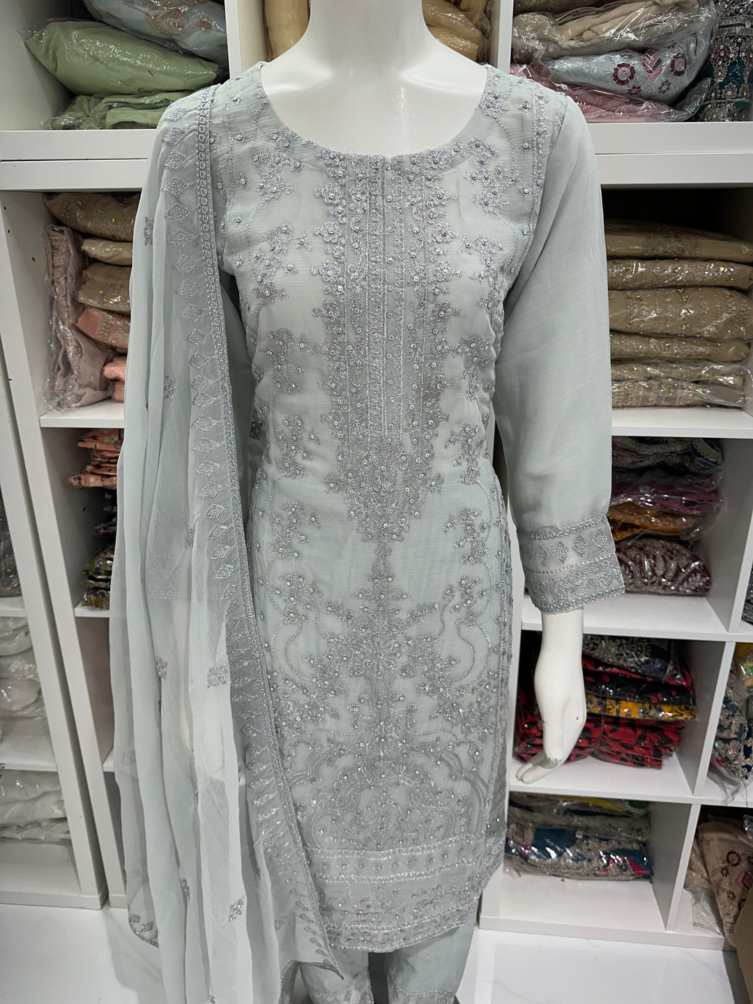 Three piece chiffon suits ready to wear