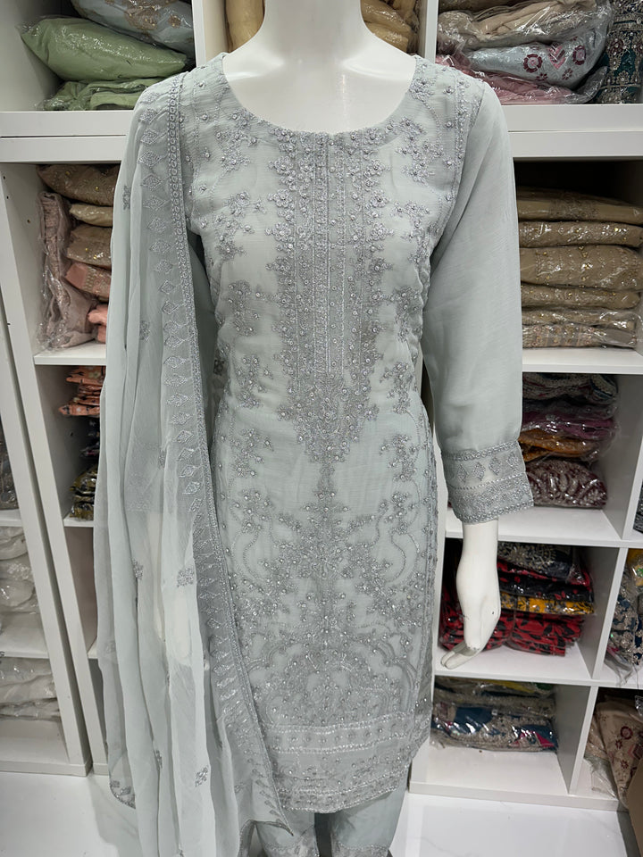 Three piece chiffon suits ready to wear