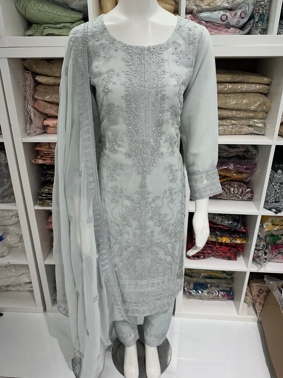 Three piece chiffon suits ready to wear