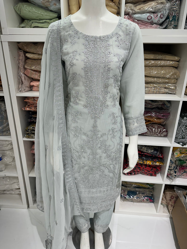 Three piece chiffon suits ready to wear