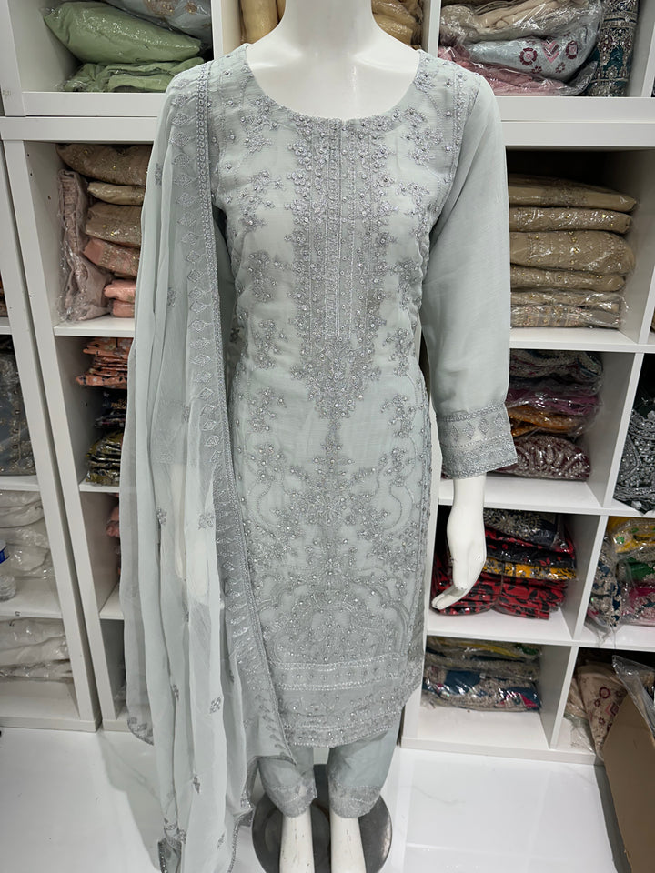 Three piece chiffon suits ready to wear
