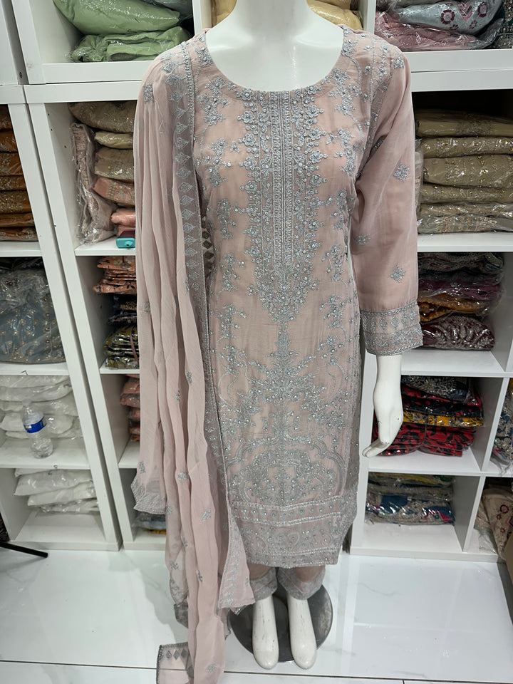 Three piece chiffon suits ready to wear