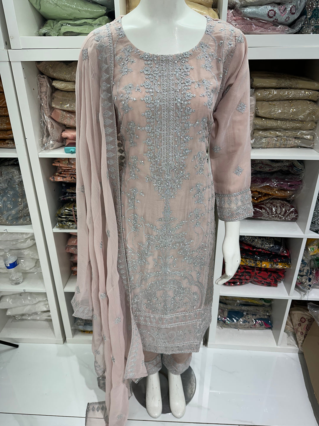 Three piece chiffon suits ready to wear