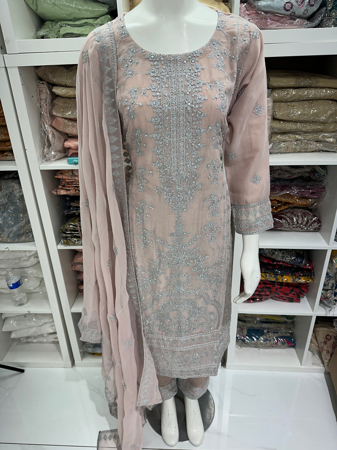 Three piece chiffon suits ready to wear