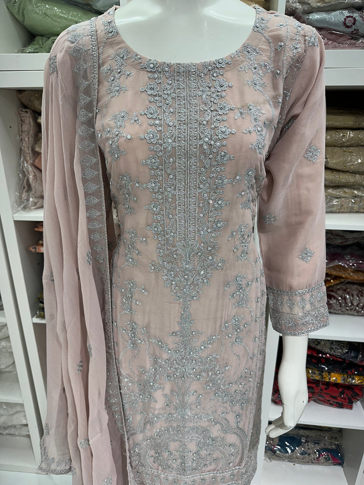 Three piece chiffon suits ready to wear