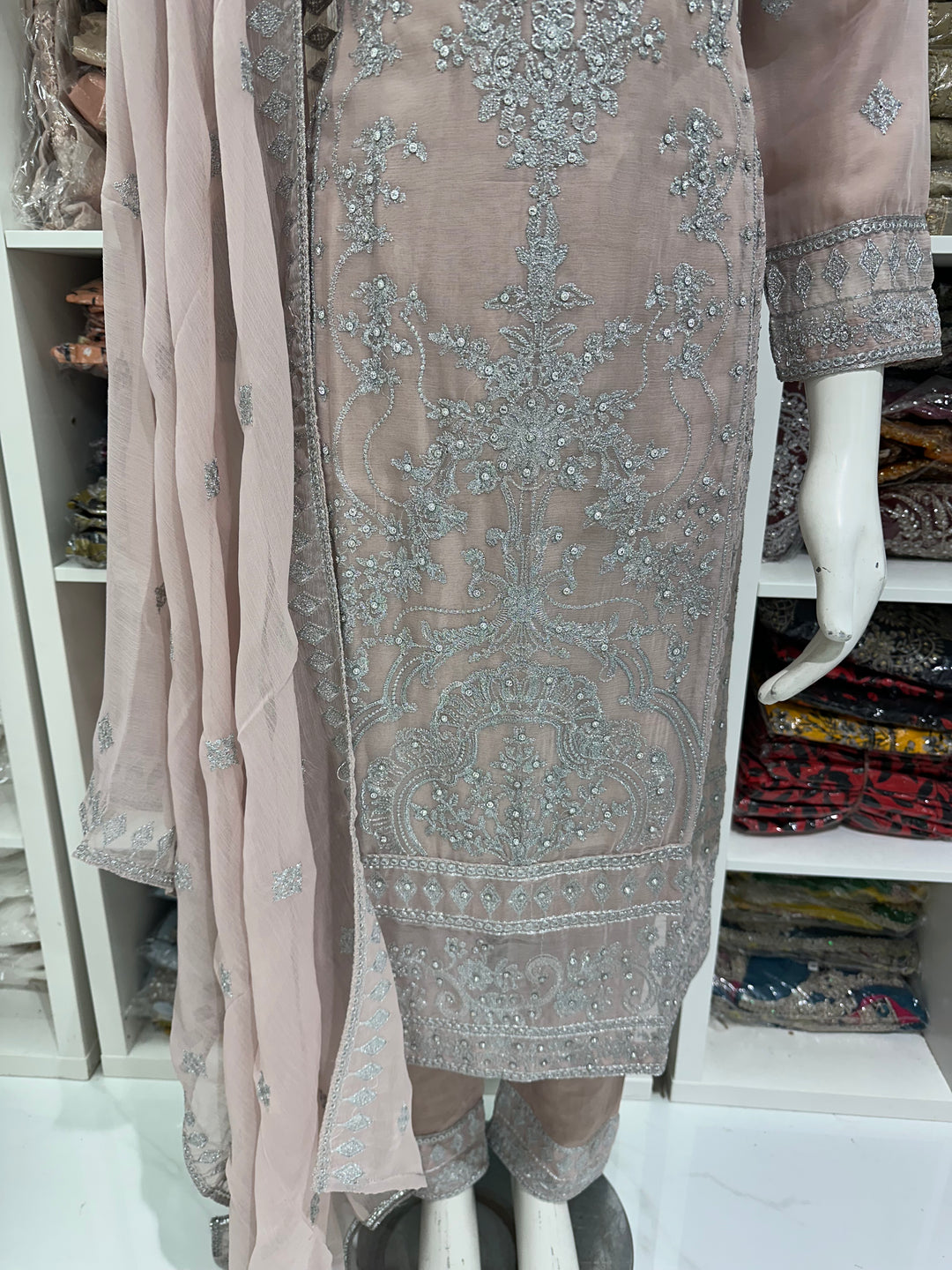 Three piece chiffon suits ready to wear