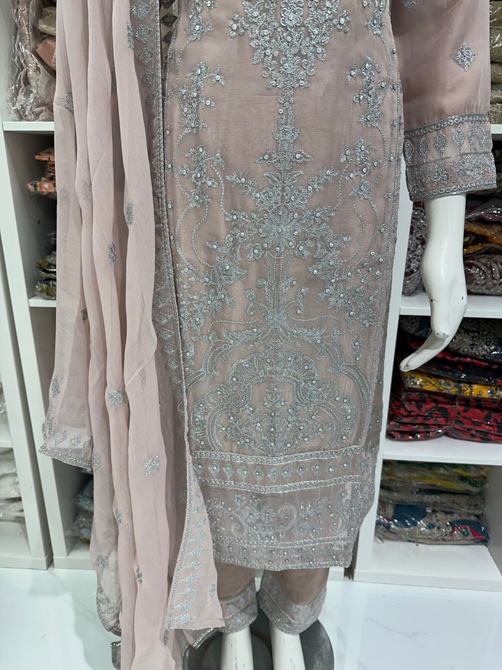 Three piece chiffon suits ready to wear
