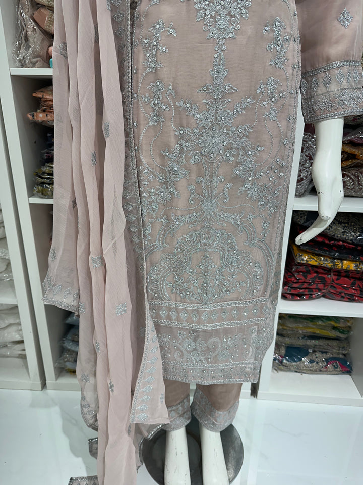 Three piece chiffon suits ready to wear