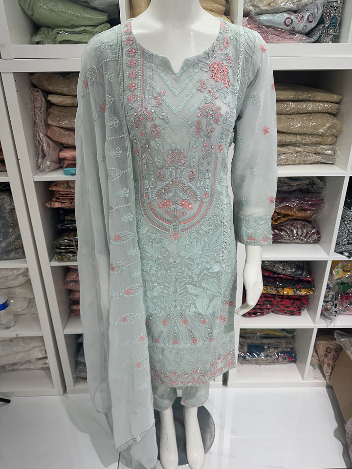 Three piece chiffon suits ready to wear
