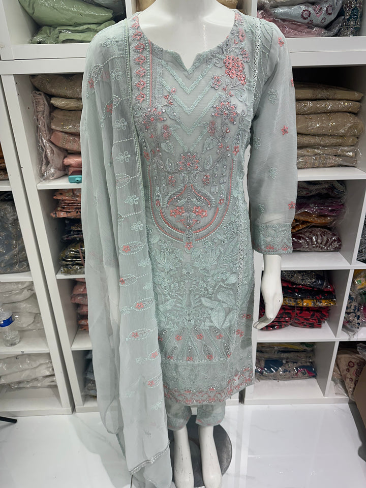 Three piece chiffon suits ready to wear