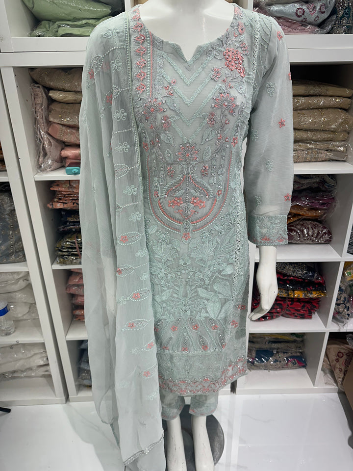 Three piece chiffon suits ready to wear