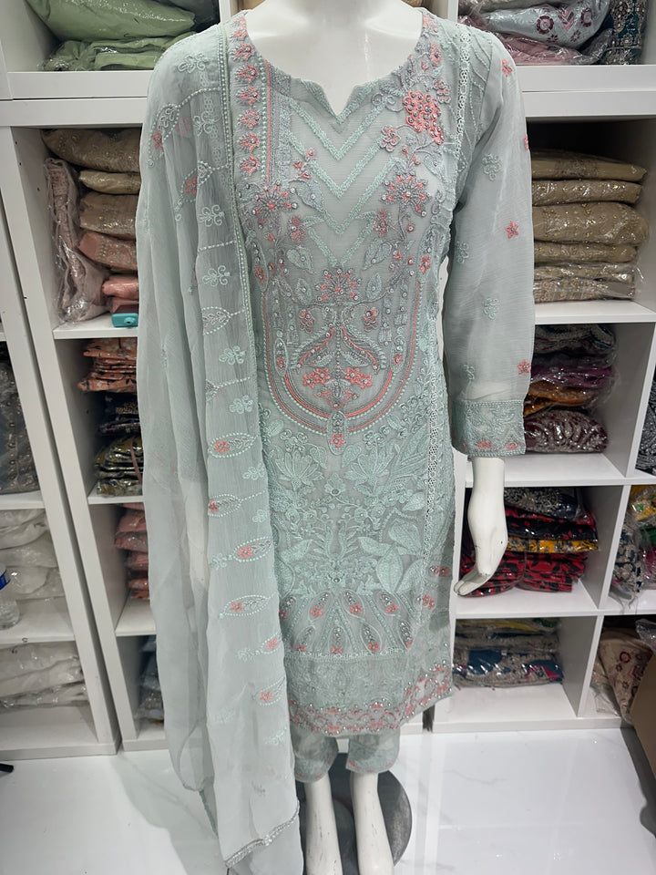 Three piece chiffon suits ready to wear