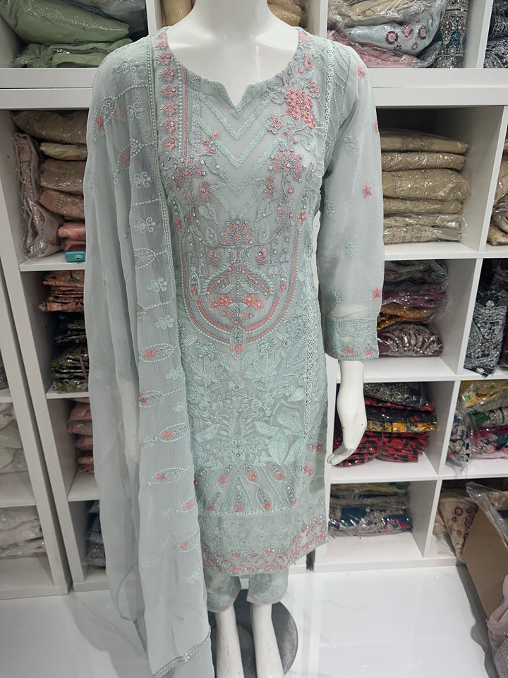 Three piece chiffon suits ready to wear