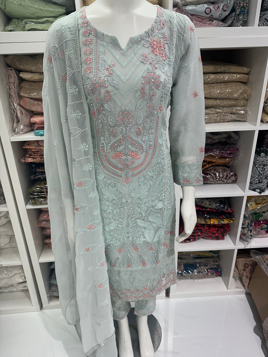 Three piece chiffon suits ready to wear