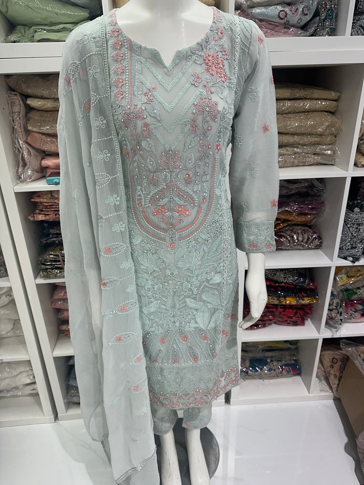 Three piece chiffon suits ready to wear
