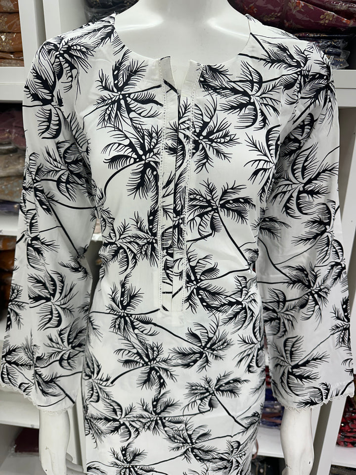 two piece linen material floral print suits on offer Ready to Wear