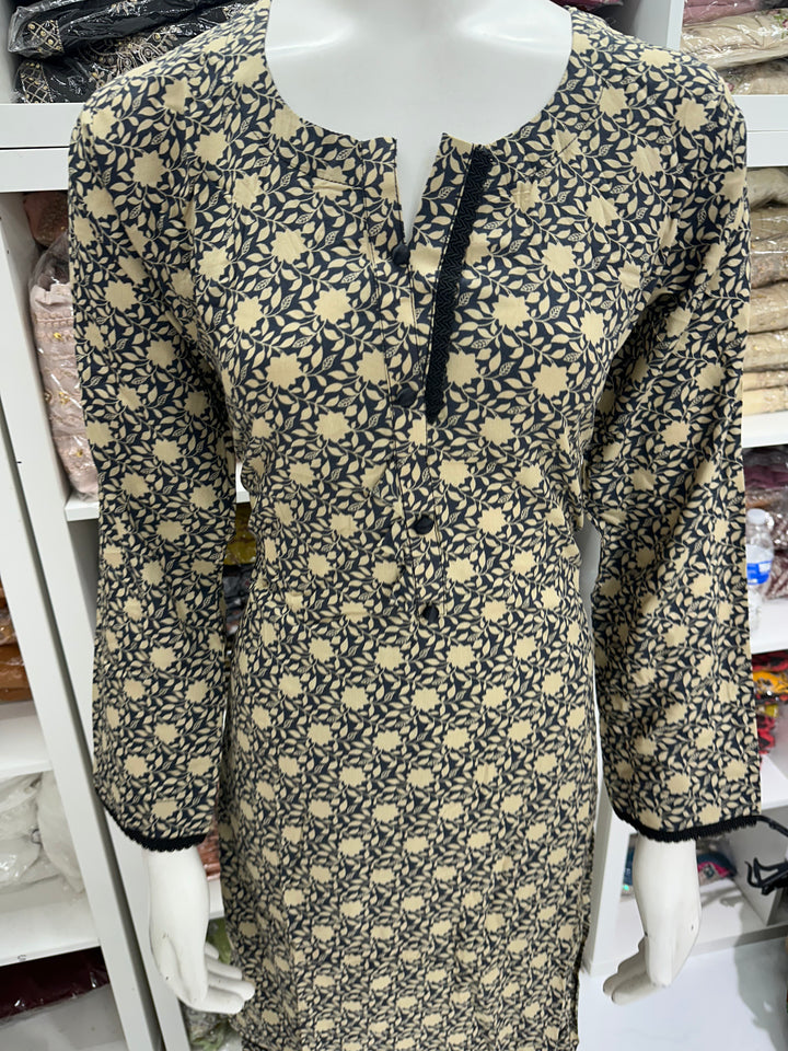 two piece linen material floral print suits on offer Ready to Wear
