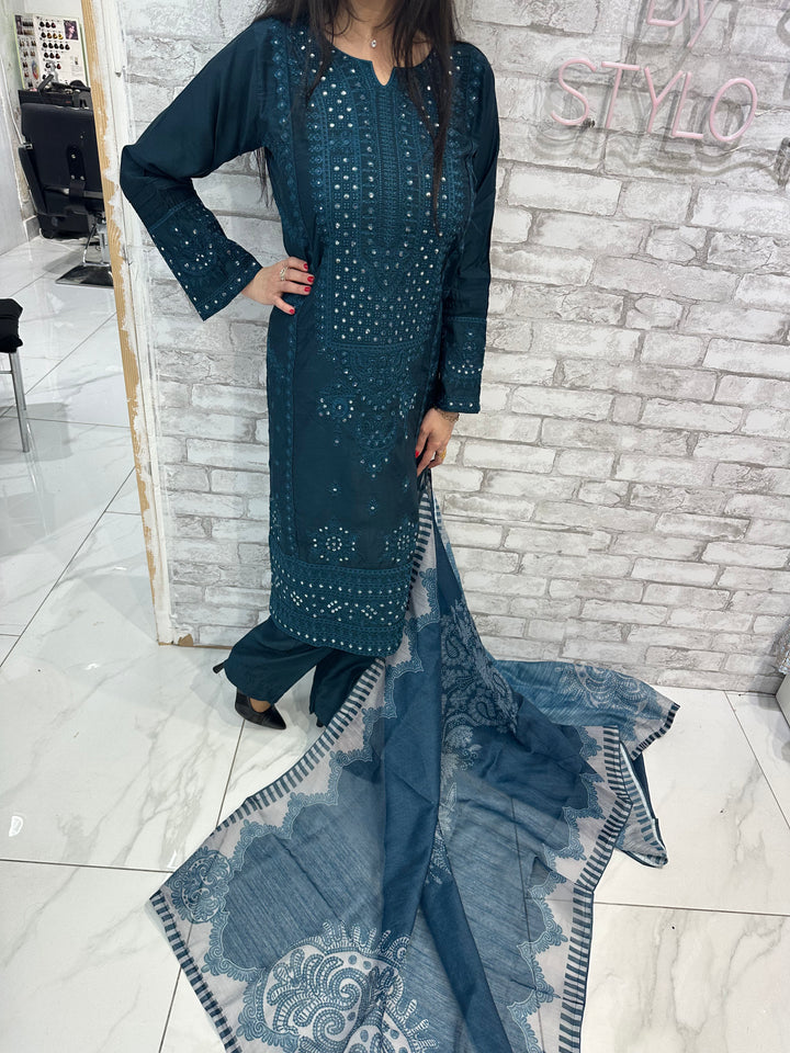 three piece chiffon suits on offer b