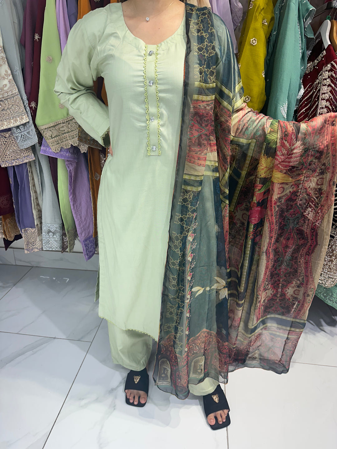 three piece linen material plain suits with trouser- Ready to Wear