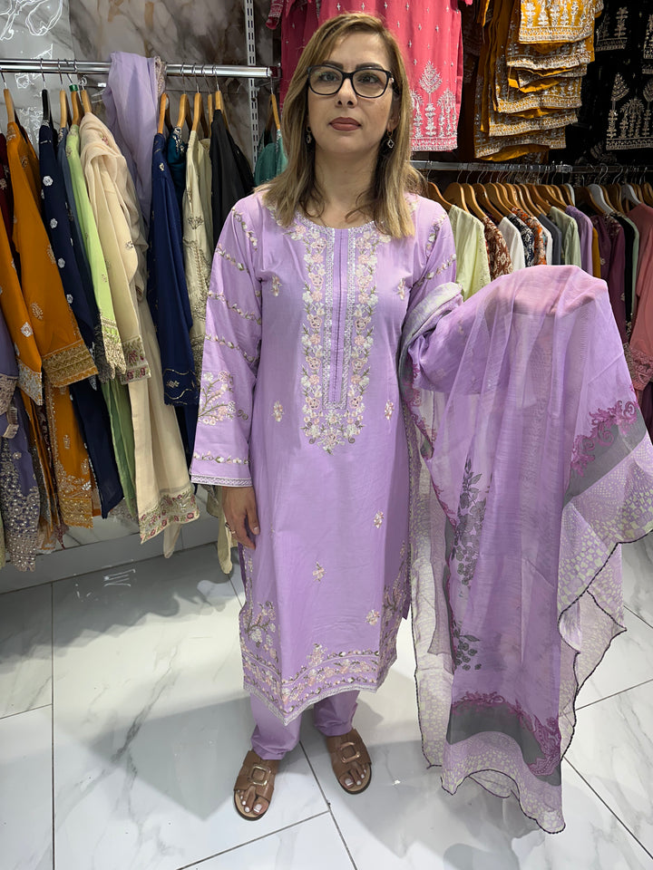 three piece cotton material suit with trouser Ready to Wear