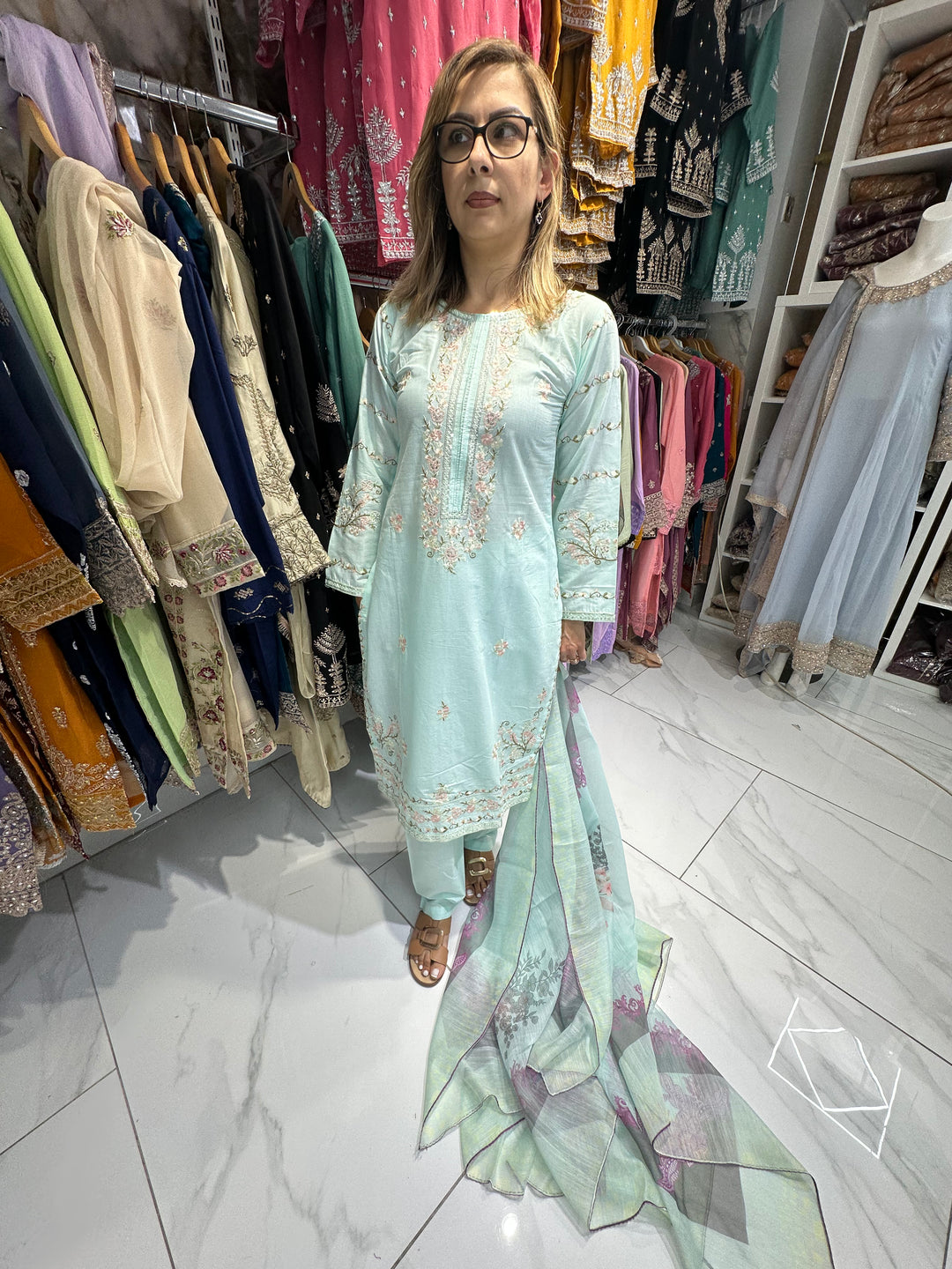three piece cotton material suit with trouser Ready to Wear