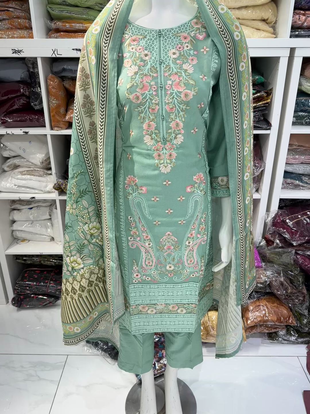Three piece dhanak material suits on offer perfect for home wear and occasional wear